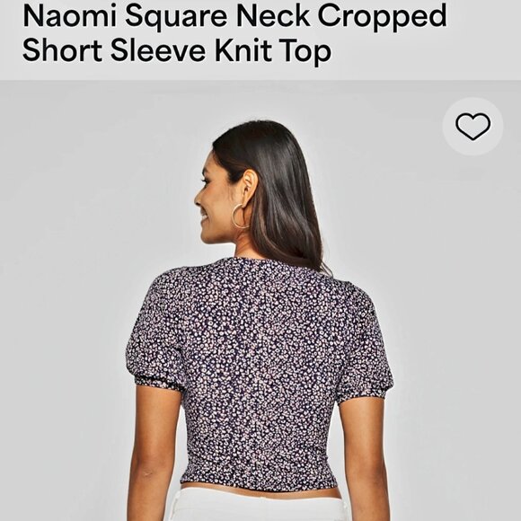 LAST CHANCE!!  3 for $15  Lush Square Neck Cropped Short Sleeve Top, Size medium - Picture 2 of 2